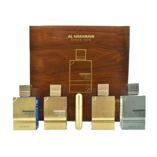 Al Haramain Amber Oud Coffret Cadeau 60 ml Amber Oud Gold Edition 60 ml Amber Oud Bleu Edition 60 ml Amber Oud White Edition 60 ml Amber Oud Carbon Edition Travel spray