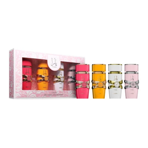 Lattafa Yara Collection Coffret Miniature 25 ml Yara Eau de Parfum Spray 25 ml Yara Moi Eau de Parfum Spray 25 ml Yara Tous Eau de Parfum Spray 25 ml Yara Candy Eau de Parfum Spray