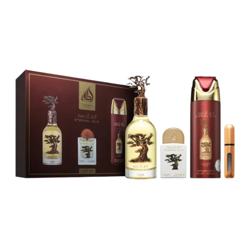 Lattafa Pride Eternal Oud Coffret Cadeau 100 ml eau de parfum 20 ml eau de parfum 200 ml déodorant spray Refillable Travel Spray