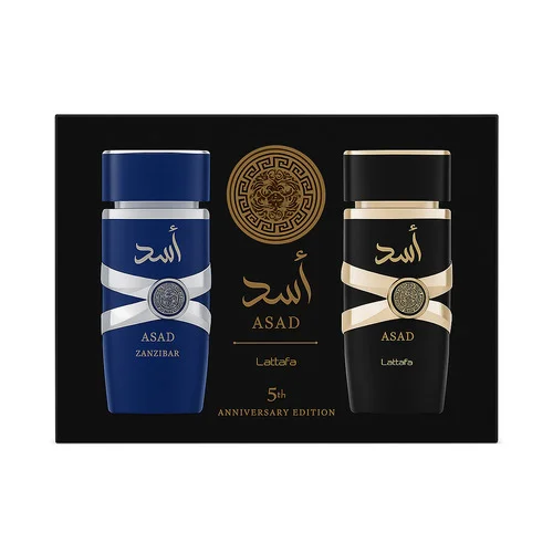 Lattafa Collection Coffret Cadeau 100 ml Zanzibar Eau de Parfum Spray 100 ml Asad Eau de Parfum Spray